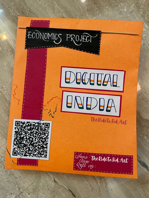 Digital India Cover Page, Digital India Project Cover Page, Cover Page Ideas For Economics Project, Gujarati Project Cover Page, Digital India Drawing Ideas, Decorative File Cover Ideas, Digital India Project Class 12, Economics Project Cover Page Design, Make In India Project Cover Page