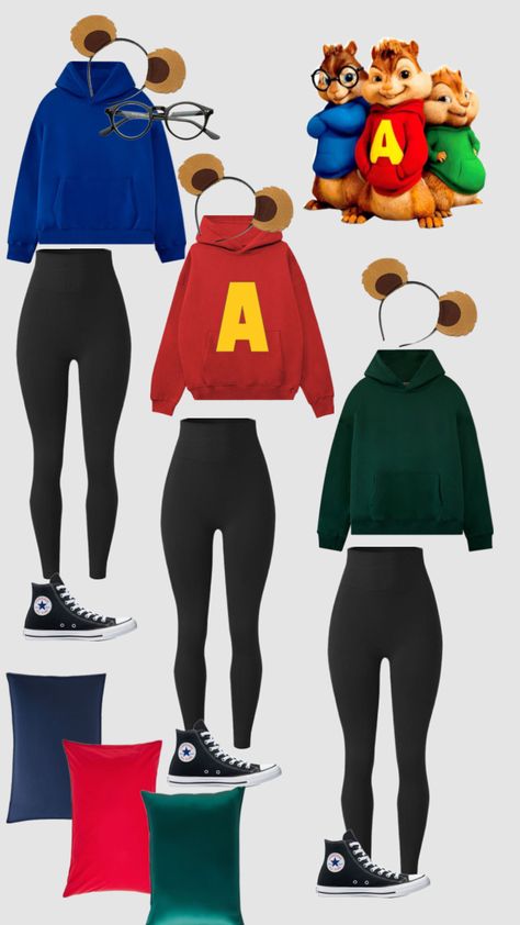 alvin and the chipmunks halloween idea Alvin And The Chipmunks Halloween, Partner Halloween Costumes, Circus Halloween Costumes, Halloween Costumes Brunette, Easy Halloween Costumes For Women, Quick Halloween Costumes, Halloween Costume Ideas For Couples, Cute Group Halloween Costumes, Classy Halloween Costumes