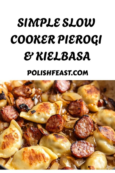 Pierogi and Kielbasa in a Crockpot is a delicious and hearty meal. This easy-to-make dish is perfect for busy weeknights. Instapot Kielbasa Recipes, Chicken And Pierogies Recipes, Cozy Supper Ideas, Kielbasa Slow Cooker Recipes, Kielbasa Recipes Easy, Polish Recipes Traditional, Perogies Dinner Ideas, Cooking For Two Recipes, Pierogies And Kielbasa