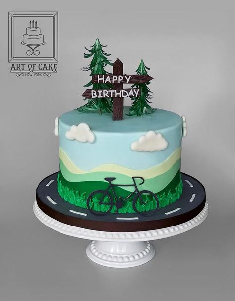 Mountain Bike Cake, Running Cake, Cycling Cake, Bicycle Cake, Nature Cake, Camping Cakes, Bike Cakes, Paper Trees, 90th Birthday Cakes