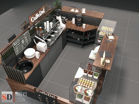 Kyiv, Cafe Island in the mall - Simpeks Design Coffee Shop Behind The Counter Design, Cafe Kitchen Design Layout Coffee Shop, Barista Counter Layout, Cafe Island Counter, Coffee Shop Kitchen Design, Cafe Counter Layout, Small Cafe Design Layout, Cafe Kiosk Design, Small Cafe Layout