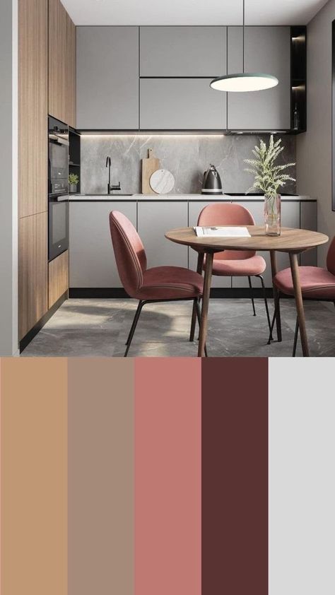 Color Palette Interior Design, Modern Kitchen Open, Interior Design Color Schemes, Kabinet Dapur, Modern Kitchen Cabinet Design, Interior Color Schemes, Interior Design Color, Kitchen Decor Ideas, House Color Schemes