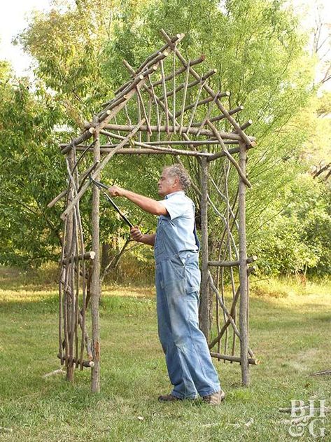 Twig Arbor, Arbor Garden, Arbors Trellis, Garden Arbor, Have Inspiration, Yard And Garden, Garden Structures, Ideas Garden, Garden Stuff