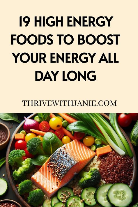 High energy foods on a plate with vegetables, salmon, and grains. High Energy Foods Meals, High Energy Foods, Boost Energy Naturally, Cups Of Coffee, Energy Foods, Increase Energy, Increase Energy Levels, Energy Boosters, Boost Your Energy