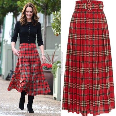 Kate Middleton Outfits Skirt, Tartan Skirt Outfit Winter, Long Tartan Skirt Outfit, Tartan Outfit Women, Red Tartan Skirt Outfit, Tartan Skirt Women, Green Tartan Skirt, Tartan Skirt Outfit, Red Tartan Skirt