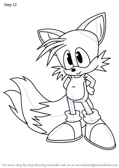 Learn How to Draw Miles Tails Prowe from Sonic X (Sonic X) Step by Step : Drawing Tutorials Tails Drawing Sonic, How To Draw Tails From Sonic, How To Draw Tails, Tails Coloring Pages, Tails Drawing, Drawing Sonic, Sonic Drawing, Draw Sonic, Sonic And Tails