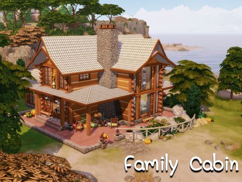 GenkaiHaretsu's Family Cabin- No CC Sims 4 Cabin In The Woods, Sims 4 Granite Falls Cabin, Sims 4 Log Cabin, Sims Cabin, Sims 4 Cabin, Ts4 Builds, Sims Lots, Boho Cabin, Simple Cabin