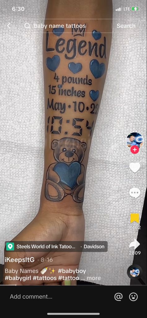 Kid Name Tattoo Ideas Mothers, Sons Name Tattoos, Kid Tattoos For Moms, Forearm Name Tattoos, Tattoos For Baby Boy, Name Tattoos For Moms, Baby Tattoo Designs, Baby Name Tattoos, Arm Sleeve Tattoos For Women