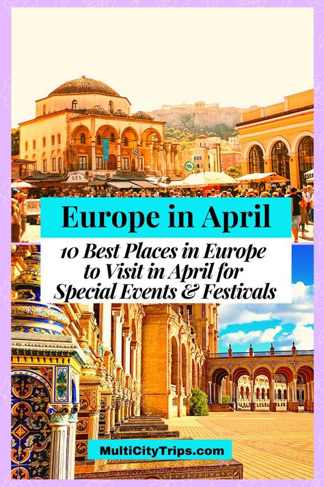 Travel to Europe in April with our travel guide. Here are 10 European Places to Visit in April for Spring festivals & events. They are simply some of the best spring destinations to head to in Europe where you can see spring blossom in Europe as well as festivals to attend. Planning your trip to Europe in April or spring? This is a guide for you! Check out these best places to visit in Europe in April and Spring now. April Travel Destinations, Europe In April, Best European Cities To Visit, Europe In March, Where To Go In Europe, April Travel, European Cities To Visit, Top Europe Destinations, Best Weekend Trips