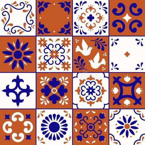 Mexican Motifs, Talavera Pattern, Spanish Pattern, Mexican Pattern, Folk Art Design, Mexican Flowers, Mexican Ceramics, Floral Mosaic, Pattern Ceramic