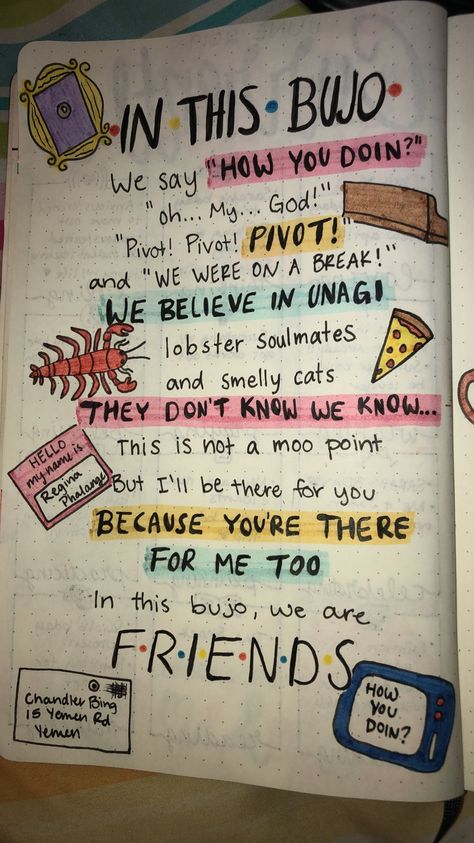 #quote #quotepage #august #friends #friendsshow #bujo #bulletjournal #bulletjournalideas #friendstheme #theme Friends Themed Yearbook, Friends Bujo Theme, Best Friends Diary Ideas, Best Friends Journal Ideas, Friends Journal Page, Friends Diary Ideas, Journal Ideas For Friends, Friends Journal Ideas, Friend Journal Ideas