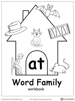 AT Word Family Workbook for Kindergarten: Our AT Word Family Workbook includes a variety of printable worksheets to help your child learn reading and writing through the use of common words ending in AT. Download your copy of the AT Word Family Workbook today. Phonic Book, At Word Family, Kindergarten Word Families, Learn Reading, Word Family Activities, Word Family Worksheets, Family Worksheet, Cvc Word Families, Jolly Phonics