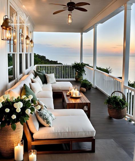 Indoor Living Room Decor, House Porch Design, Cute Porch, Beach House Porch, Balkon Decor, Indoor Living Room, Dream Life House, Dream Beach Houses, Living Room Decor Colors