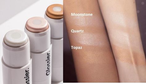 Glossier Highlighter Stick, Glossier Highlighter, Natrual Nails, Glossier Haloscope, Highlighter Swatches, Cream Highlighter, Stick Highlighter, Natural Glowy Makeup, Products Photography