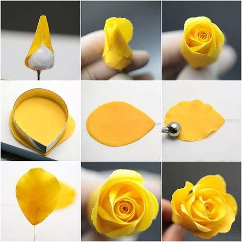 Fondant Cakes Designs, Easy Fondant Cakes Designs Ideas, Fondant Roses Easy, Gumpaste Flower Cake, Easy Fondant Decorations, Fondant Rose Tutorial, Fondant Cake Tutorial, Novelty Cake, Small Birthday Cakes