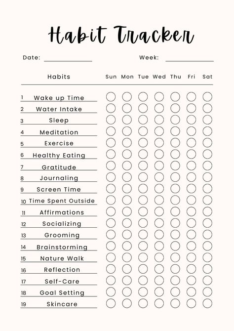 habit tracker printable weekly Morning Routine Habit Tracker, Small Habits To Change Your Life, Positive Journal Ideas, Hygiene Tracker, Daily Routine Schedule For Women, Daily Routine Journal, Light Pink Theme, Daily Habits Tracker, Feminine Habits