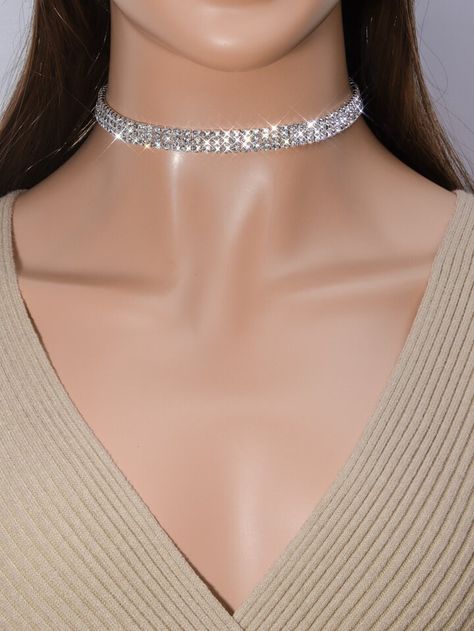 Chanel Mini Bag, Disposable Mascara Wands, Choker Silver, Embellished Fashion, Womens Chokers, Chanel Mini, Rhinestone Chain, Body Glitter, Straight Lace Front Wigs