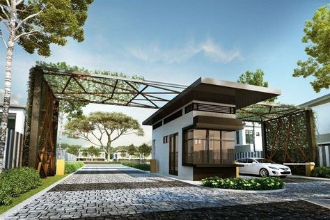 Gated Entrance Guard House Entrance, Guardhouse Design, Guard House Design, Condominium Entrance, Residential Entrance, Tor Design, Canopy Architecture, Main Entrance Door, Guard House