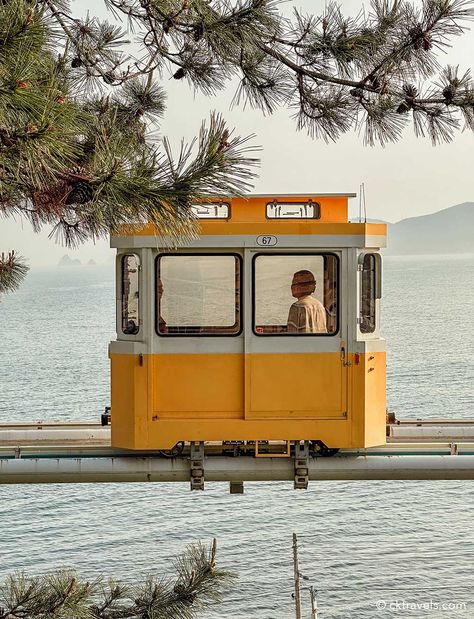 Haeundae Blueline Park Sky Capsules & Beach Train, Busan 2024 - CK Travels Busan Sky Capsule, Haeundae Sky Capsule, Korean Vibes Aesthetic, Summer In Seoul, Busan Train, Korea Train Aesthetic, South Korea Seoul Aesthetic, Korea Holiday, Halte Bus Korea Aesthetic