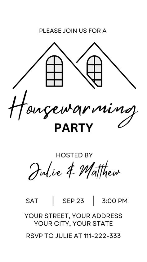 Introducing our editable digital housewarming invitation with a minimalist and modern design! Perfect for those who appreciate bold typography with clean lines and simplicity, our invitation will set the tone for your upcoming housewarming party. All text is editable. You'll get both the 5"x7" print size and the phone size templates included in the price of $5.80 with a 100% money back guarantee. Simply edit, download, print or share! House Warming Poster, Housewarming Invitations, Housewarming Invitation, Party Font, Welcome Home Parties, Housewarming Party Invitations, House Warming Invitations, Invitation Text, Invitation Background