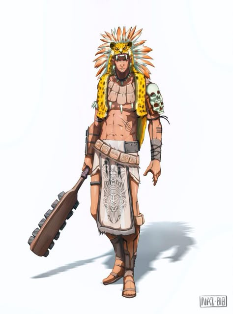 Mayan Warrior, Aztec Culture, Aztec Warrior, Mexico Art, Aztec Art, Fantasy Warrior, Character Design Male, Mexican Art, Dnd Characters