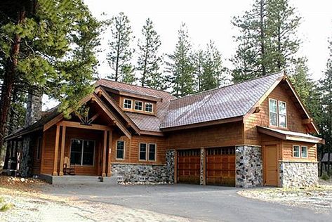 Mountain Craftsman Home Plan with Two Covered Rear Patios - 23288JD | Architectural Designs - House Plans Log Home Flooring, Mountain Craftsman, Shed Dormer, Mountain House Plans, Kitchen And Dining Room, Craftsman House Plan, Craftsmen Homes, Outdoor Living Room, Craftsman House Plans