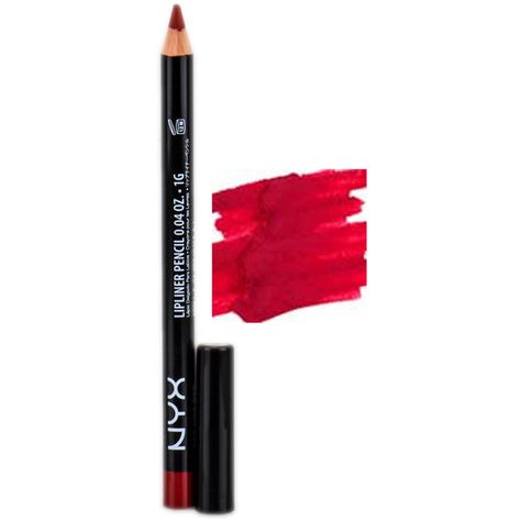 NYX Slim Lip Liner Pencil Hot Red SLP 817 ($3.50) ❤ liked on Polyvore featuring beauty products, makeup, lip makeup, lip pencils, nyx, lip pencil, nyx lip pencil, nyx lip liner and nyx lipliner Nyx Lip Pencil, Nyx Lip Liner, Red Eyeliner, Lip Liner Pencil, Nyx Lip, Frank Body, Lipstick Kit, Fancy Nancy, Products Makeup