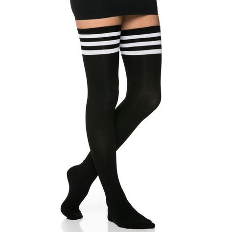 Collegiate Striped Thigh High Socks in Black ($15) ❤ liked on Polyvore featuring intimates, hosiery, socks, accessories, shoes, black, stockings, stripe socks, thigh high socks and striped thigh high socks Black Thigh High Socks, Thigh High Leg Warmers, Striped Thigh High Socks, Thigh High Sock, Stripe Socks, Black Thigh High, Socks Shoes, Thigh High Socks, Fall Outfits For Work