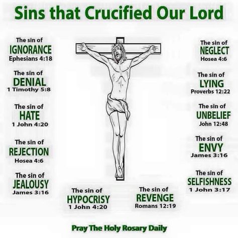 Sins that crucified our Lord & Savior Jesus Christ Examination Of Conscience Catholic, Examination Of Conscience, Catholic Answers, Jesus Our Savior, Catholic Beliefs, Proverbs 12, Bible Journal Notes, Bible Crafts For Kids, The Lords Prayer