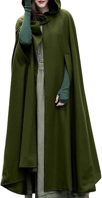 Amazon.com: Versear Women Hooded Long Cloak Cape Open Front Poncho Coat Halloween Costume Cosplay Outerwear Jacket Cloak : Clothing, Shoes & Jewelry Ireland Wardrobe, Cloak Clothing, Long Cloak, Medieval Cloak, Open Front Poncho, Poncho Coat, Long Coat Jacket, Hooded Cloak, Cape Coat