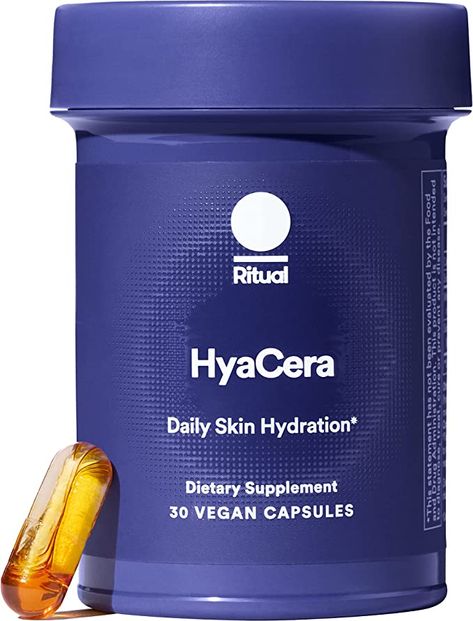 Ritual HyaCera Skin Hydration Supplement with Hyaluronic Acid and Ceramides, Clinically-Studied Ingredients to Help Minimize Wrinkles and Hydrate Skin, Non GMO, 3rd Party Tested, 30 Day Supply Stevia Sugar, Skin Supplements, Minimize Wrinkles, Skin Hydration, Vitamins For Skin, Vanilla Essence, Oil Plant, Reduce Wrinkles, Non Gmo