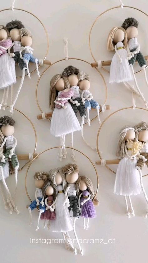 macrame families gift idea for your beloved | Christmas crafts diy, Rope crafts diy, Diy christmas ornaments Diy Yarn Dolls, Dolls Handmade Diy, Yarn Dolls, Diy Yarn Crafts, Doll Diy Crafts, Rope Crafts Diy, Rope Crafts, Macrame Patterns Tutorials, Yarn Diy