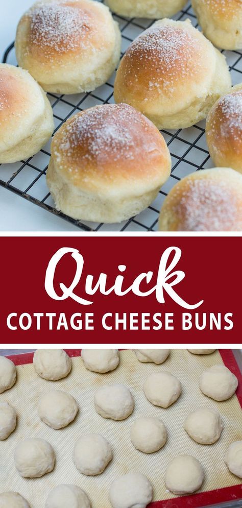 Cottage Cheese Hawaiian Rolls, Oatmeal With Cottage Cheese, Dinners With Cottage Cheese, Cottage Cheese Rolls Recipes, Cottage Cheese Side Dish, Cottage Cheese Baked Goods, Baking With Cottage Cheese, Cottage Cheese Buns, Recipes Using Cottage Cheese