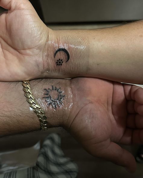 matching tats :) Hidden Matching Tattoos, Tattoo Inspo Aesthetic Couple, Matching Character Tattoos, Baddie Matching Tattoos For Best Friends, Matching Couple Tattoos Minimalist, Matching Small Tattoos Couples, Boyfriend Matching Tattoos, Matching Frog Tatoos, Correlating Tattoos Friends