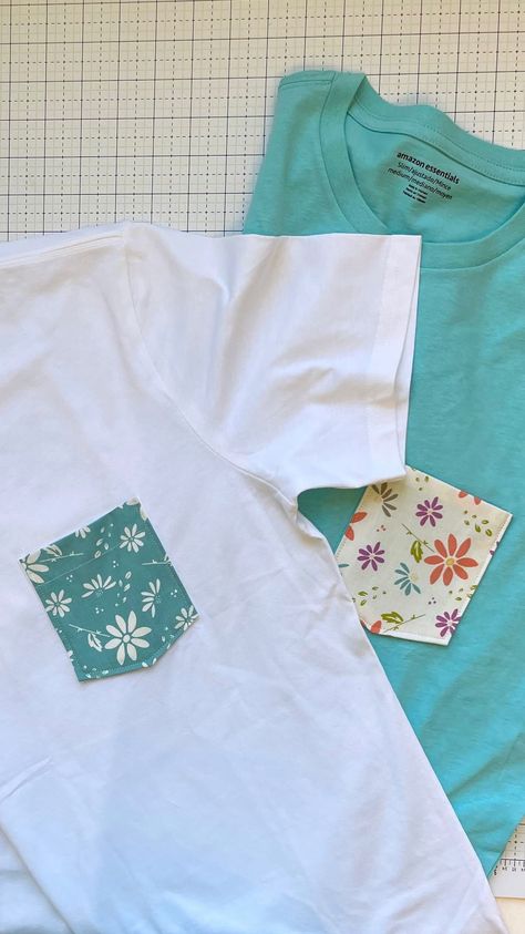 Tshirt Pocket Design Ideas, Add Pocket To Tshirt, Vinyl Placement On Shirts Pocket, Cricut Pocket Tee Ideas, Pocket Tee Designs Vinyl, Sewing Clothes Refashion, Sewing Tshirt, Graduation Hair, Steam Press