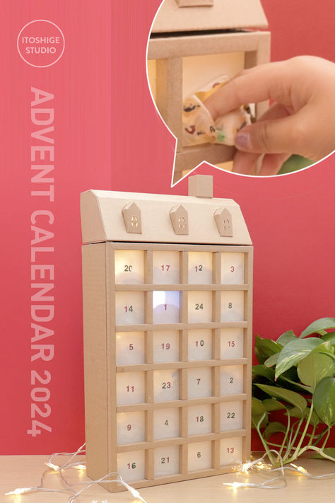 I show how to make a cardboard Advent calendar, inspired by the design of traditional Japanese shoji. Each day has a small compartment, perfect for surprises leading up to Christmas.  Follow the step-by-step guide for a unique and creative DIY project! Chrismas Crafts, Advent Calendar Ideas, Cardboard Crafts Diy, Diy Advent Calendar, Calendar Ideas, Cardboard Paper, Calendar 2024, Diy Cardboard, Cardboard Crafts