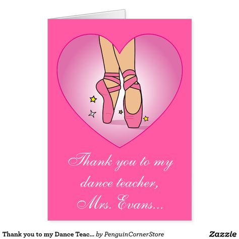 Thank you to my Dance Teacher: Name Customizable Card Card For Dance Teacher, Teachers Day Card, Easy Cards, Dance Teachers, Dance Teacher, Teachers Day, Teacher Name, Simple Cards, You And I