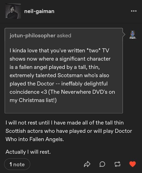 Good Omens Tumblr Text Posts, Playing Doctor, Funny Text Posts, I Forgive You, Good Omens Book, Scottish Actors, Happy Fun, Michael Sheen, Neil Gaiman