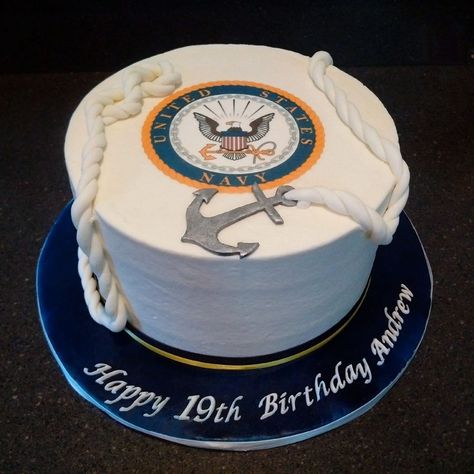 Navy Seal Birthday Cake, Navy Seal Birthday Party Ideas, Us Navy Cake Ideas, Us Navy Themed Party, Navy Retirement Cakes, Navy Cakes Ideas Military, Navy Theme Cake, Simplistic Cakes, Graduation Cookout