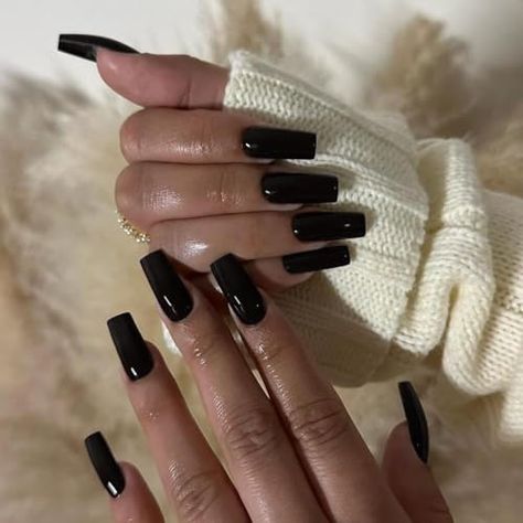 Medium Long Square Nails, Gel Coffin, Nails For Winter, Black Press On Nails, Coffin Acrylic Nails, Nails Press Ons, Long Square Nails, Winter Manicure, Baby Pink Colour