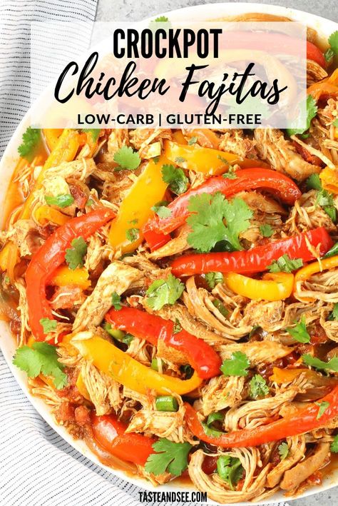 Crock Pot Chicken Fajitas, Crockpot Fajitas, Chicken Fajitas Crockpot, Low Carb Crock Pot Recipes, Low Carb Slow Cooker, Joe Wicks, Crock Pot Chicken, Tasty Foods, Healthy Crockpot