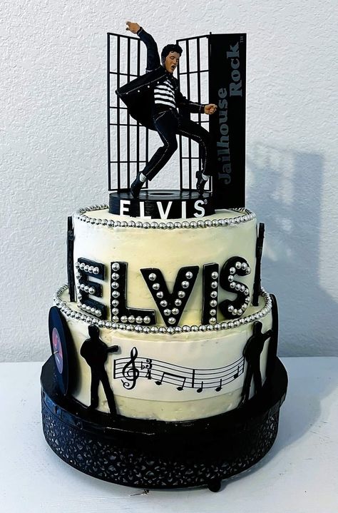 Elvis Birthday Cake, Elvis Birthday Party, Elvis Presley's Birthday, Elvis Cakes, Elvis Presley Cake, Elvis Birthday, Rock N Roll Party, 60th Birthday Decorations, 70th Birthday Cake