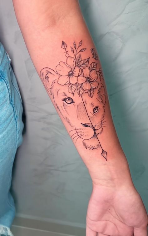 Lion And Lioness Tattoo For Women, Lioness And Cubs Tattoo For Women, Lioness Cub Tattoo, Mom Lion And Cub Tattoo, Mama Lion And Cubs Tattoo, Lioness And Cub Tattoo, Lion And Lioness Tattoo, Lion Back Tattoo, Lioness Tattoo Design