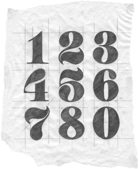 Fonts Numbers Design, Lettering Styles Numbers, Decorative Numbers Font, 2024 Calligraphy Numbers, Number Ideas Design, 3 Typography Number, Angka 4 Aesthetic, 2024 Number Design Fonts, Numbers Font Design