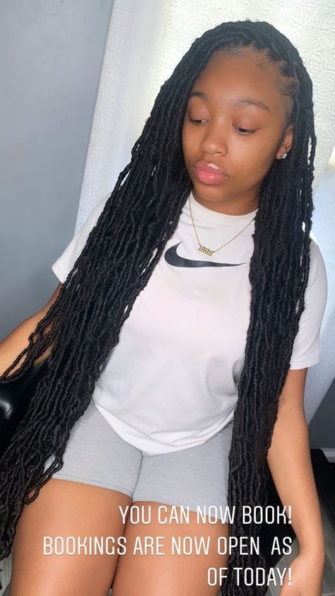 Back Length Soft Locs, Faux Locs Waist Length, Small Faux Locs Long, Soft Locks, Micro Braids Hairstyles, Soft Locs, Goddess Braids Hairstyles, Faux Locs Hairstyles, Cute Braided Hairstyles