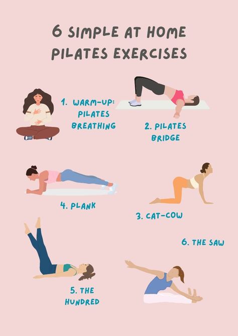 6 Simple at Home Pilates Exercises 🧘‍♀️✨ Easy Beginner Pilates, Beginners Pilates At Home, Easy Pilates Workout At Home, Easy Full Body Workout At Home, Pilates Strength Workout, Easy Pilates For Beginners, At Home Pilates Workout For Beginners, Pilates Home Workout, Pilates At Home For Beginners