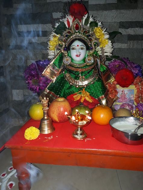 MAHALAXMI POOJA Margashish Mahalaxmi Pooja, Bala Ji, Puja Decor, Baby Krishna, Pooja Rooms, Krishna Pictures, Lord Vishnu, Durga Goddess, Diwali