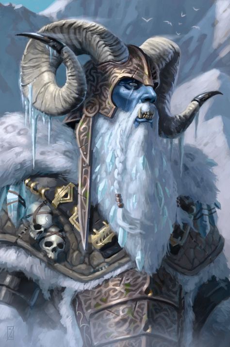 Frost Giant Jarl by Artist Unknown  Auction your comics on http://www.comicbazaar.co.uk Fantasy Monster, Fantasy Warrior, Arte Fantasy, Fantasy Rpg, Norse Mythology, Drawing Tutorials, Fantasy Artwork, Manga Girl, Fantasy World