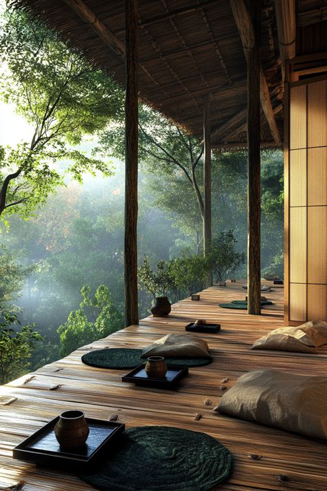 69 Bamboo Forest Eco-Lodge Camps: Sustainable Asian-Inspired Retreats - TastyInteriors Zen Retreat, Sustainable Living Aesthetic, Tiny House Bathrooms, 2025 Vibes, Shoji Screens, Forest Retreat, Forest Lodge, Eco Lodges, House Bathrooms