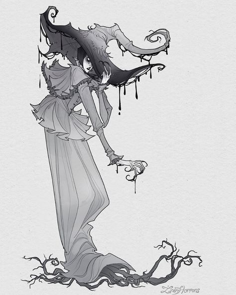 Inky Cap Mushroom, Mushroom Witch, Horror Drawing, Witch Cosplay, Mushroom Drawing, Game Concept Art, Witch Art, Mushroom Art, Character Design References